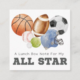 Tarjeta De Recepción All Star Sports Lunch Notes