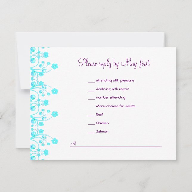 Tarjeta de recepción Allison Rachel con opciones d (Anverso)