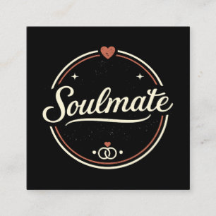 Tarjeta De Recepción Alma gemela Retro Amor Minimalista (Oscuro) Pareja