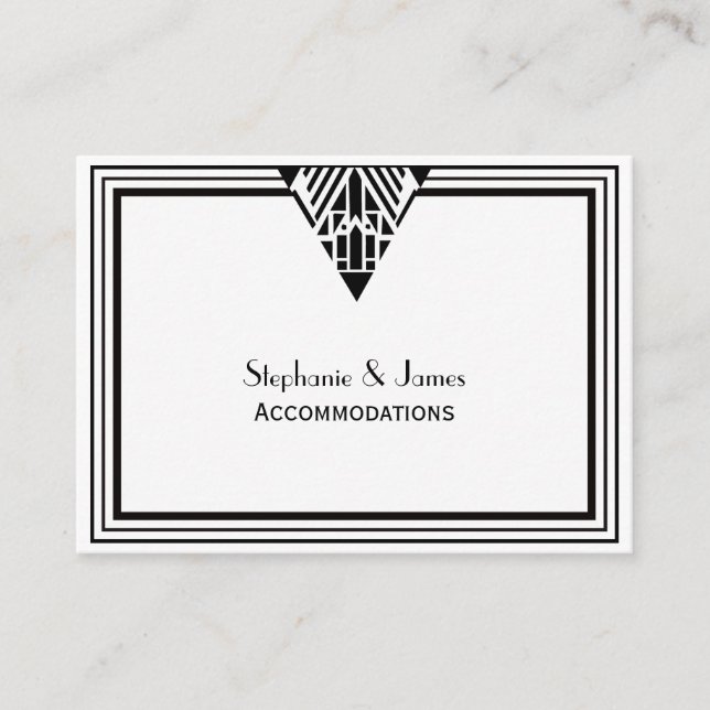 Tarjeta De Recepción Alojamiento Art Deco Black Whats (Anverso)