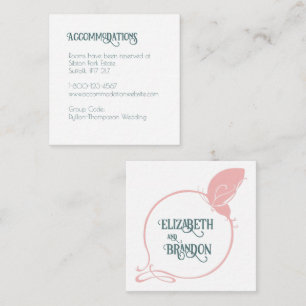 Tarjeta De Recepción Alojamiento Art Nouveau de mariposa rosa