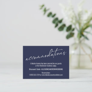 Tarjeta De Recepción Alojamiento Azul Marino Simple Contemporáneo