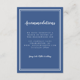 Tarjeta De Recepción Alojamiento Boda Azul Blanco Moderno Simple