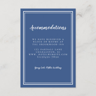 Tarjeta De Recepción Alojamiento Boda Azul Blanco Moderno Simple