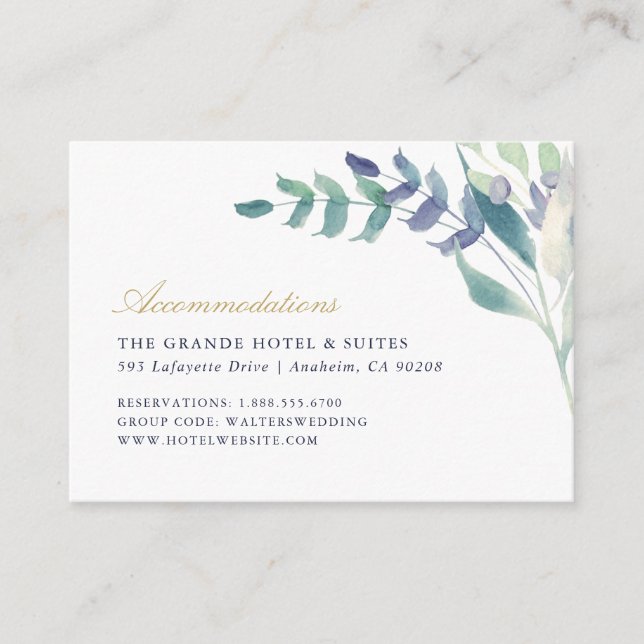 Tarjeta De Recepción Alojamiento Boda con flores de lujo (Anverso)