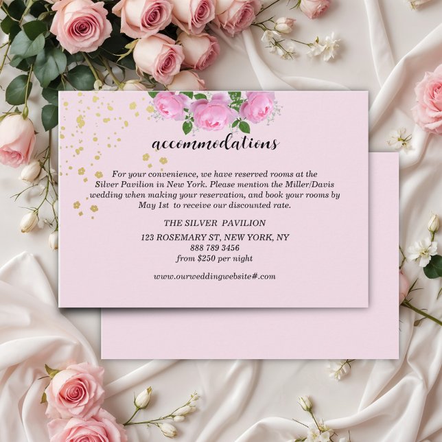 Tarjeta De Recepción Alojamiento Boda con rosas aromáticas (Subido por el creador)