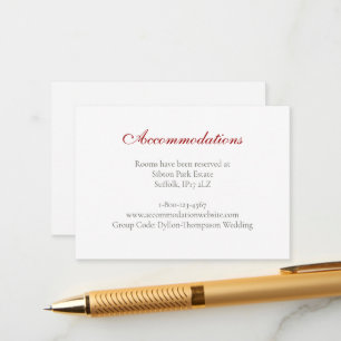 Tarjeta De Recepción Alojamiento Boda Crimson Red Rose Lace