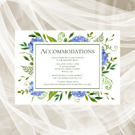 Tarjeta De Recepción Alojamiento Boda de Blue Hydrangeas