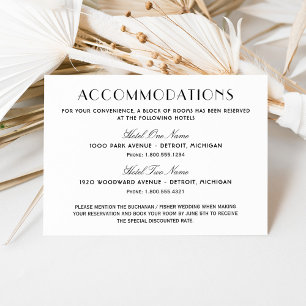Tarjeta De Recepción Alojamiento Boda de estilo Art Deco negro vintage