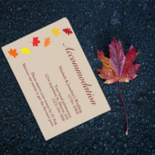 Tarjeta De Recepción Alojamiento Boda de Fall Leaves