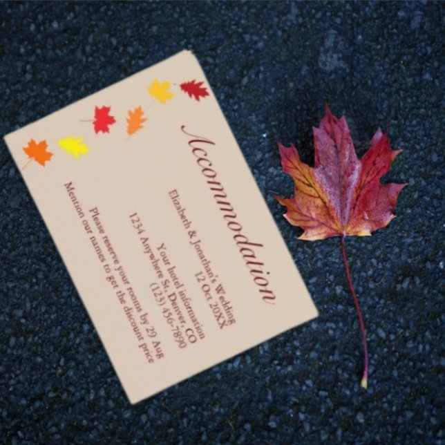 Tarjeta De Recepción Alojamiento Boda de Fall Leaves (Subido por el creador)