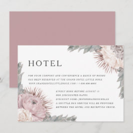 Tarjeta De Recepción Alojamiento Boda de flores secas rosadas