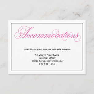 Tarjeta De Recepción Alojamiento Boda de guiones de caligrafía rosa