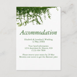 Tarjeta De Recepción Alojamiento Boda de Ivy Greeneration colgante