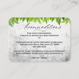 Tarjeta De Recepción Alojamiento Boda de los Ferns Naturales Elegantes