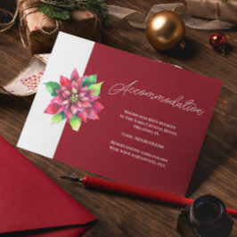 Tarjeta De Recepción Alojamiento Boda de Navidades de Poinsettia Roja