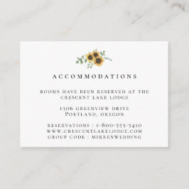 Tarjeta De Recepción Alojamiento Boda de Sunflower Eucalyptus
