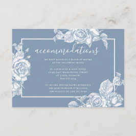 Tarjeta De Recepción Alojamiento Boda Dusty Blue Floral