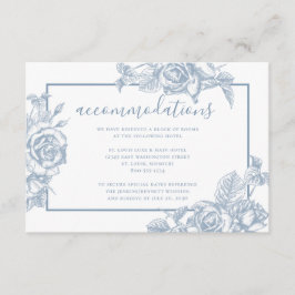Tarjeta De Recepción Alojamiento Boda Dusty Blue Floral