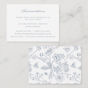 Tarjeta De Recepción Alojamiento Boda Dusty Blue Floral