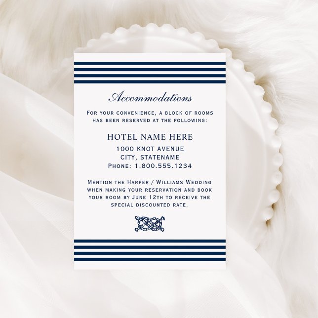 Tarjeta De Recepción Alojamiento Boda en franjas azules de la Marina Ná (Subido por el creador)