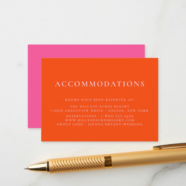 Tarjeta De Recepción Alojamiento Boda en verano brillante (Anverso/Reverso In Situ)