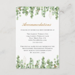 Tarjeta De Recepción Alojamiento Boda Eucalyptus Greenery Gold