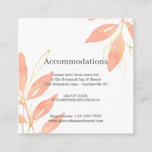 Tarjeta De Recepción Alojamiento Boda floral de color acuático de color