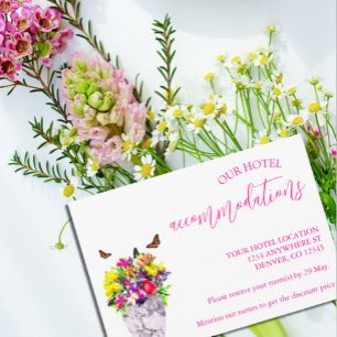 Tarjeta De Recepción Alojamiento Boda Floral en Bloom
