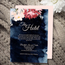 Tarjeta De Recepción Alojamiento Boda floral nocturno Starry