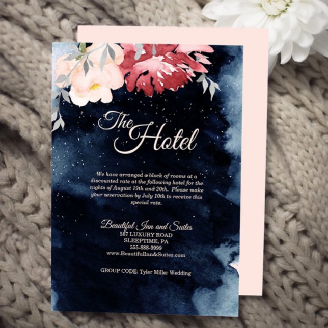 Tarjeta De Recepción Alojamiento Boda floral nocturno Starry (Subido por el creador)