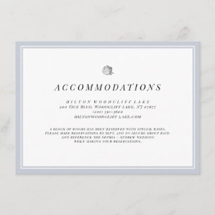 Tarjeta De Recepción Alojamiento boda floral plateado minimalista