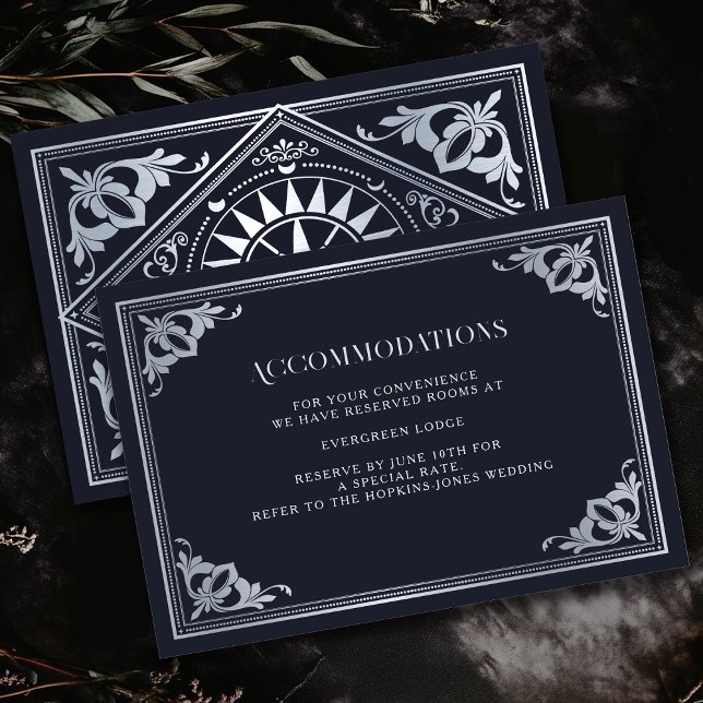 Tarjeta De Recepción Alojamiento Boda gótico de estilo Art Nouveau plat (Subido por el creador)