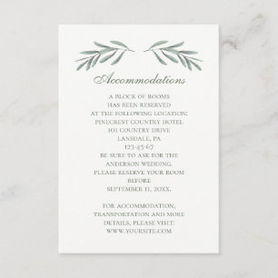 Tarjeta De Recepción Alojamiento boda italiano. Detalles simples