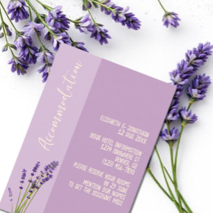 Tarjeta De Recepción Alojamiento Boda Lavender Love