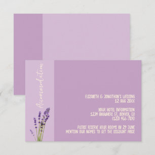 Tarjeta De Recepción Alojamiento Boda Lavender Love