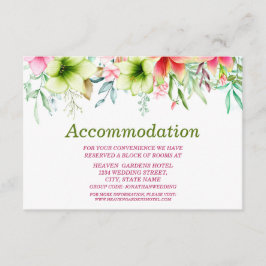 Tarjeta De Recepción Alojamiento Boda Magenta Red Amaryllis