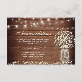 Tarjeta De Recepción Alojamiento Boda Mason Jar en el aliento del bebé