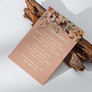 Tarjeta De Recepción Alojamiento boda   Peach Beige y QR silenciados