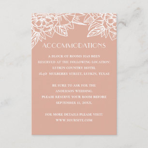 Tarjeta De Recepción Alojamiento boda rosa. Detalles del QR floral
