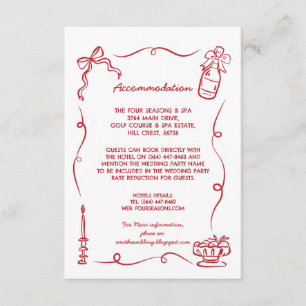 Tarjeta De Recepción Alojamiento Boda RSVP Mano caprichosa