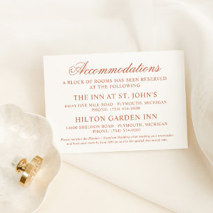 Tarjeta De Recepción Alojamiento Boda Terracota Clásico