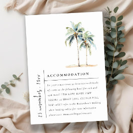 Tarjeta De Recepción Alojamiento Boda tropical de palmeras mínimas