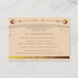 Tarjeta De Recepción Alojamiento Celestial de Champagne Sun Moon Stars
