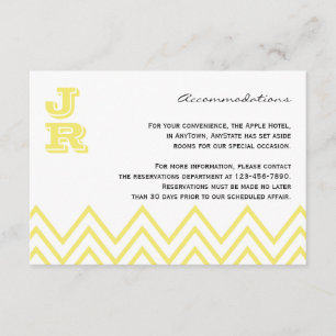 Tarjeta De Recepción Alojamiento Chevron amarillo moderno Insertar