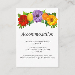 Tarjeta De Recepción Alojamiento Citrus Floral Garden Wedding