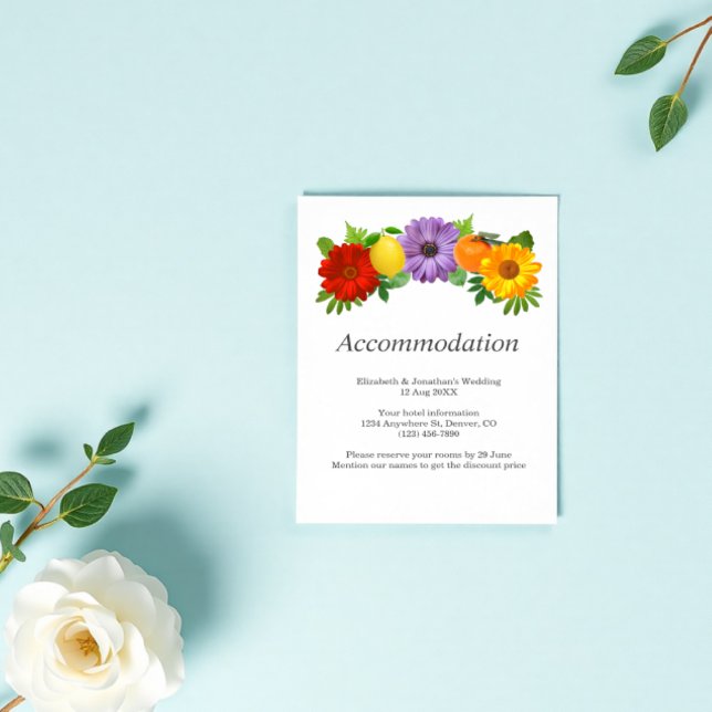 Tarjeta De Recepción Alojamiento Citrus Floral Garden Wedding (Subido por el creador)