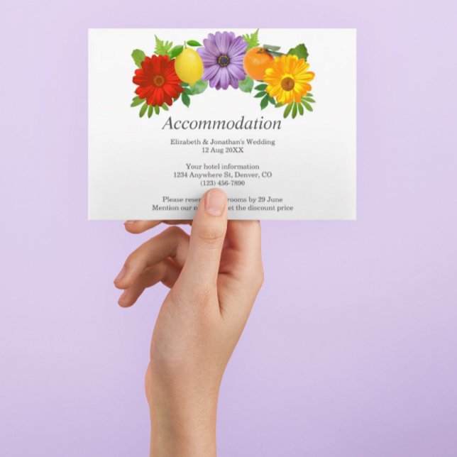 Tarjeta De Recepción Alojamiento Citrus Floral Garden Wedding (Subido por el creador)