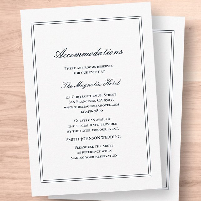 Tarjeta De Recepción Alojamiento clásico y elegante (Subido por el creador)