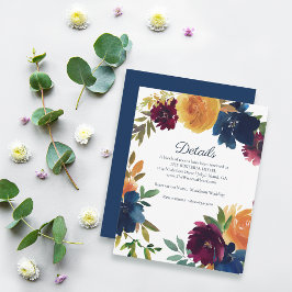 Tarjeta De Recepción Alojamiento con detalles florales en color de agua